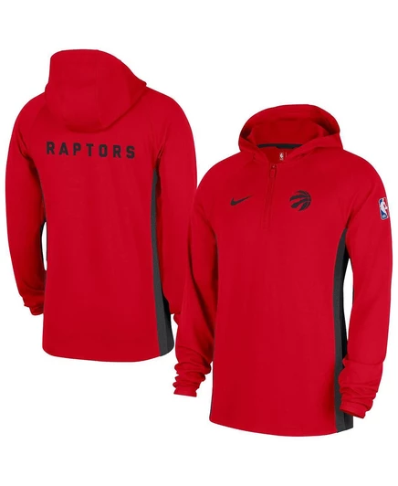 Мужская красная куртка с капюшоном Dri-FIT на молнии Toronto Raptors Authentic On Court Zone красного цвета red