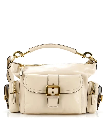 Женская сумка Chloe Medium Camera кожаная, бежевая