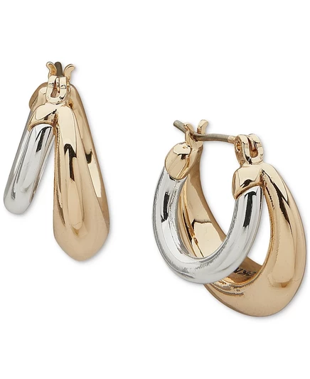 Серьги-кольца DKNY Puffy Split маленькие двухцветные, 2 см