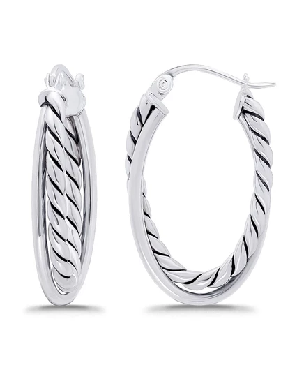 Серьги-кольца Macy's оксидированные овальные, серебристые