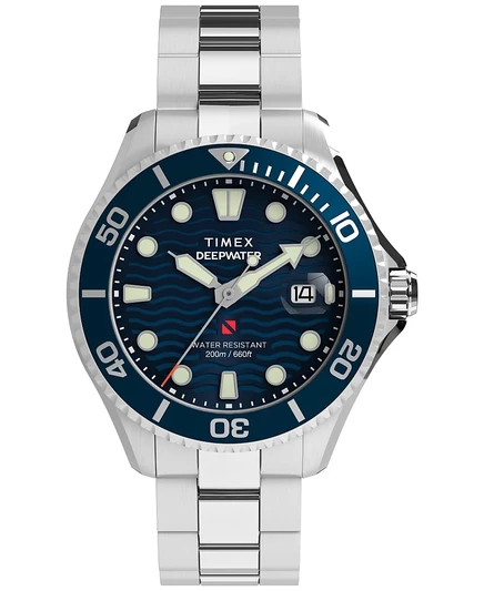 Мужские часы Timex Deepwater 44 мм, 200 м, серебристые