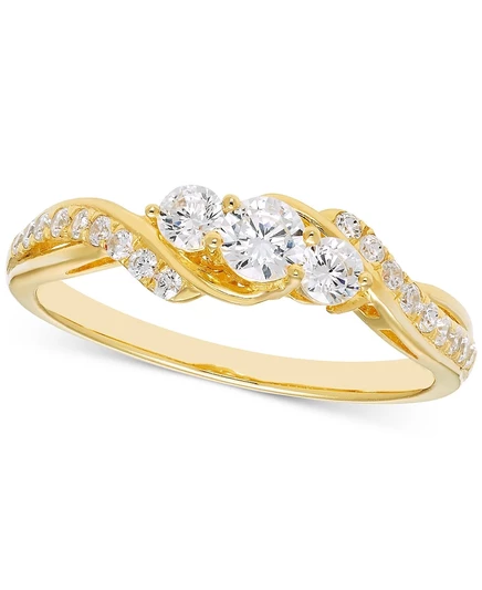 Кольцо Macy's Diamond Three Stone Twist 14k золото 0,5ct