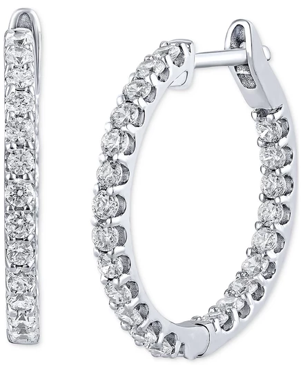 Серьги-кольца Macy's Diamond 1 карат 14K, золотые