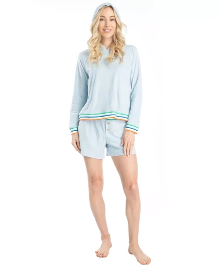  Женская короткая толстовка с капюшоном Sunset Chaser light blue