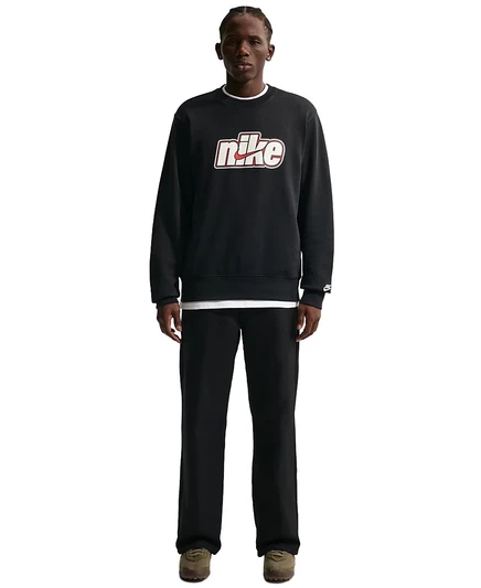 Мужская французская махровая толстовка Nike с круглым вырезом горловины черного цвета