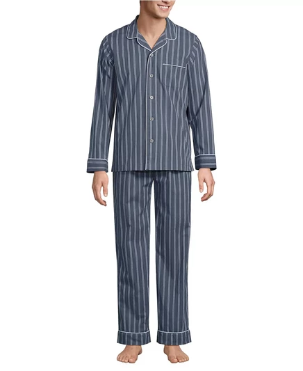  Незаменимый пижамный комплект для мужчин с длинным рукавом slate blue double stripe