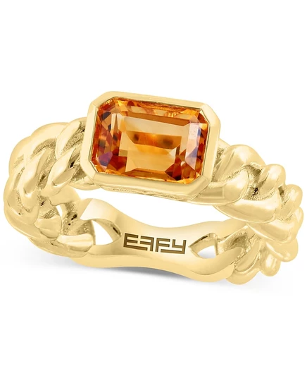 Кольцо EFFY Citrine Chain Link 1,5 ct в позолоте, золотистое