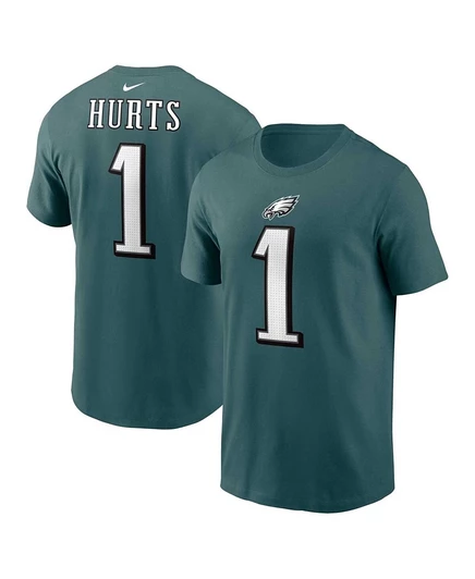 Мужская футболка Nike Jalen Hurts Midnight Green Philadelphia Eagles с именем и номером игрока green