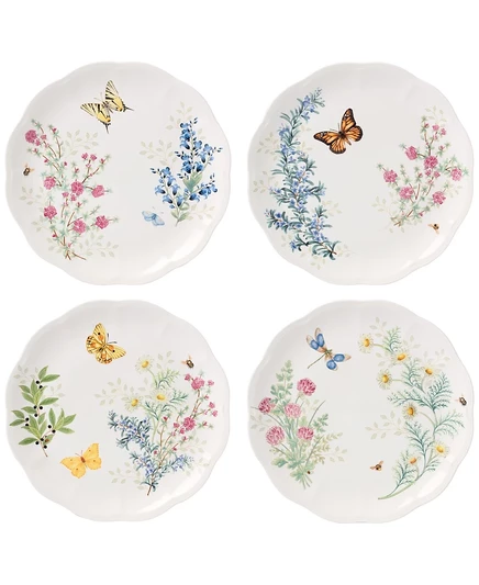 Обеденные тарелки Lenox Butterfly с луговыми травами, набор из 4-х тарелок
