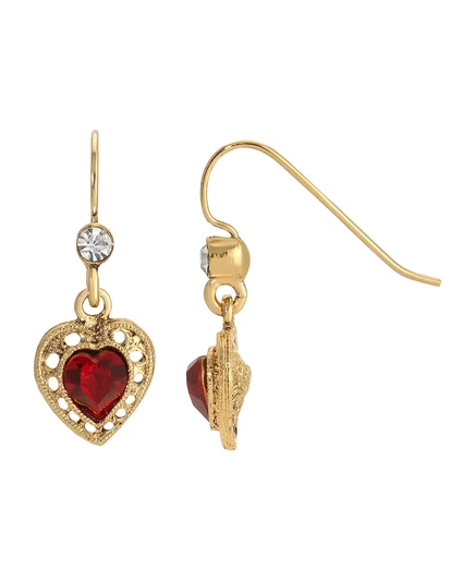Серьги-подвески 2028 Crystal Heart, красные