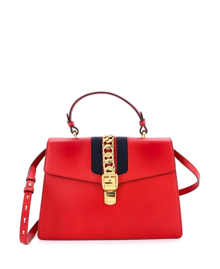 Женская сумка Pre-Owned Gucci Sylvie средняя кожаная, красная