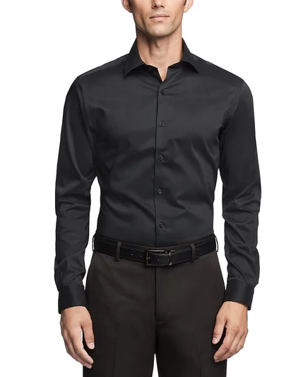 Мужская рубашка Van Heusen Flex Collar приталенная, черная