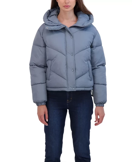 Женская короткая пуховая куртка Sebby Juniors с капюшоном blue slate
