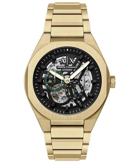 Мужские часы Armani Exchange Sync Automatic золотистого цвета из нержавеющей стали, 44 мм