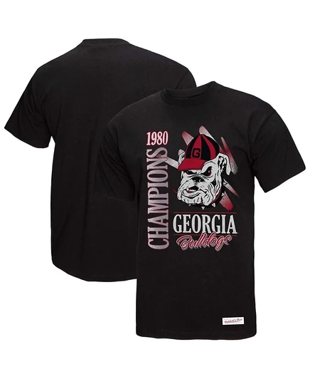 Мужская черная футболка Mitchell & Ness Georgia Bulldogs в стиле ретро с минеральной чисткой кистью Mitchell & Ness black