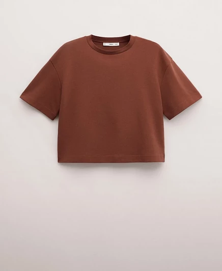 Женская футболка Mango Oversized хлопковая, оранжевая