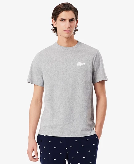 Мужская футболка для сна lacoste с логотипом, серая