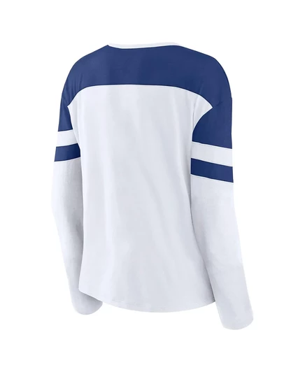 Женская бело-голубая футболка Fanatics Tampa Bay Lightning Frozen с длинным рукавом и вырезом горловины white, blue