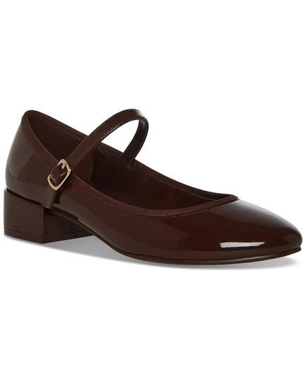  Балетки Tutuu на блочном каблуке Mary Jane dark brown patent