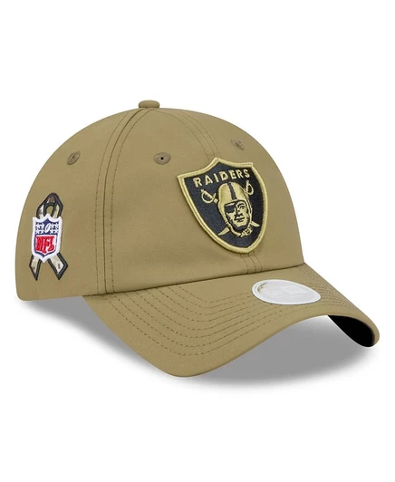 Женская зеленая шляпа New Era Women's Green Las Vegas Raiders 2025 с регулируемым конским хвостом зеленого цвета
