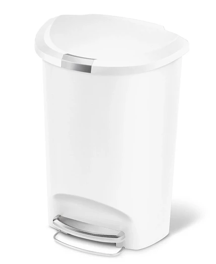 Мусорное ведро SimpleHuman 49 л полукруглое с педалью, белое