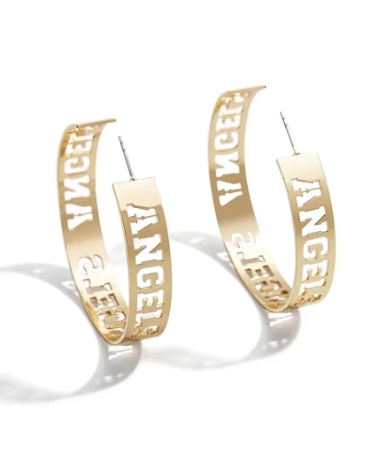 Серьги-кольца WEAR by Erin Andrews Los Angeles Angels, позолоченные