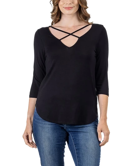 Женская туника 24seven Comfort Apparel с перекрестной деталью, черная