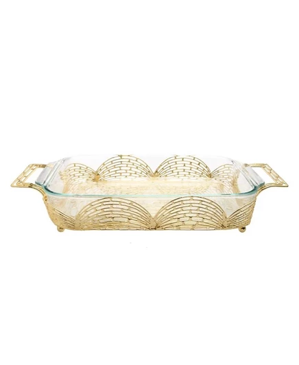 Подставка Classic Touch для Pyrex прямоугольная, золотистая