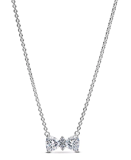  Сверкающее ожерелье с бантом из чистого серебра sterling silver