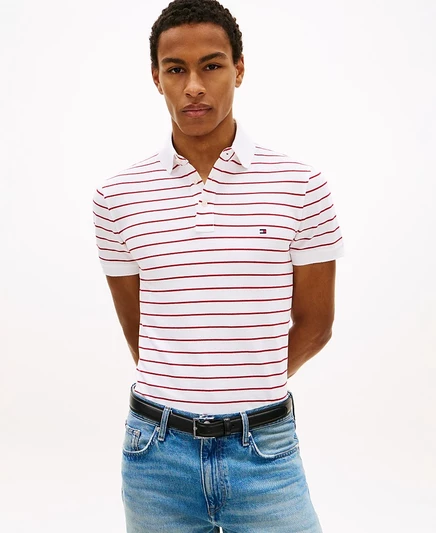 Мужское поло Tommy Hilfiger 1985, белое/средне-красное