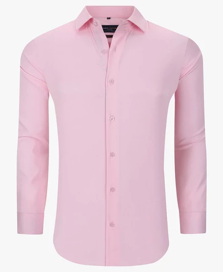 Мужская рубашка Suslo Couture slim fit, стрейч, розовая