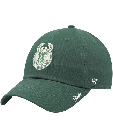 Женская шапка с регулируемым логотипом Hunter Green Milwaukee Bucks Miata Clean Up от бренда 47-го года выпуска hunter green