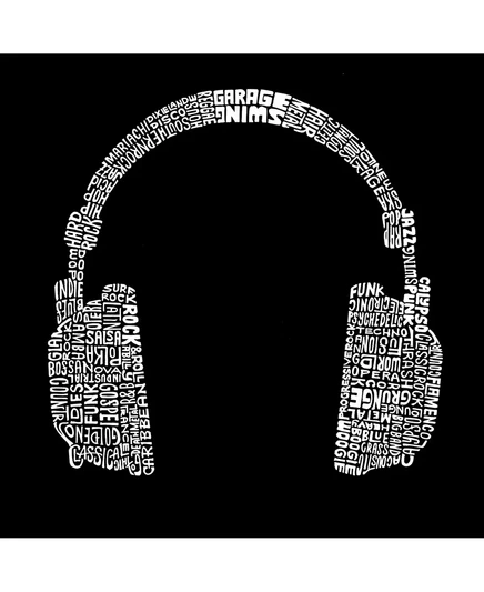 Мужская футболка премиум-класса LA Pop Art Blend Word Art - Наушники - Музыкальные жанры black