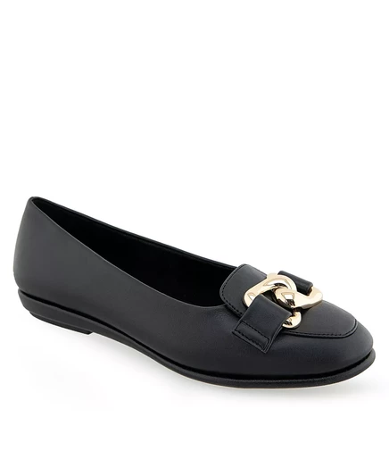  Женские балетки с расклешенной пряжкой на плоской подошве black faux leather-polyurethane