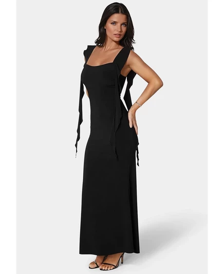Женское трикотажное платье с каскадными оборками Bebe black