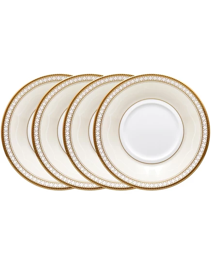 Набор из 4 блюдец Noritake Trefolio Gold 15 см, белые
