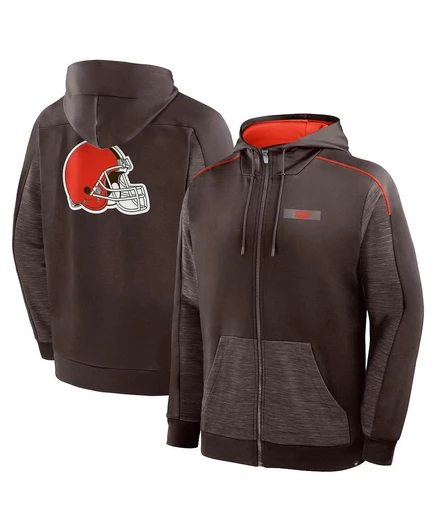 Мужская коричневая толстовка с капюшоном Cleveland Browns Checkdown Pass на молнии brown
