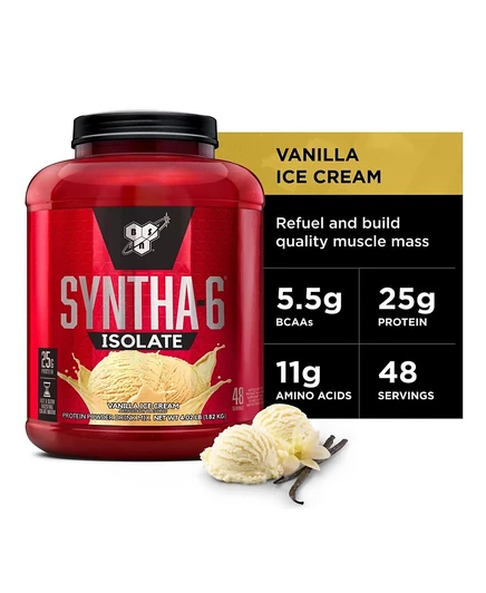 Протеиновый порошок BSN SYNTHA-6 ISOLATE, изолят сывороточного протеина, изолят молочного протеина, Ароматизатор Ванильное мороженое, 48 порций без красителя