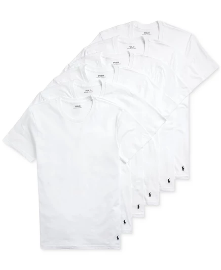 Мужские майки Polo Ralph Lauren из хлопкового джерси классического кроя с круглым вырезом, 5 + 1 Бонусный набор white with cruise navy pp