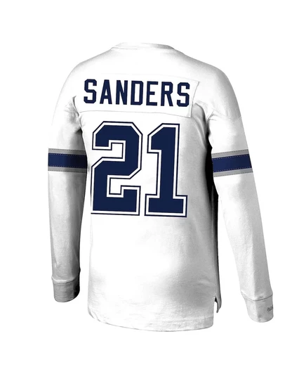 Мужская футболка с длинным рукавом Mitchell & Ness Deion Sanders White Dallas Cowboys с именем и номером вышедшего на пенсию игрока white