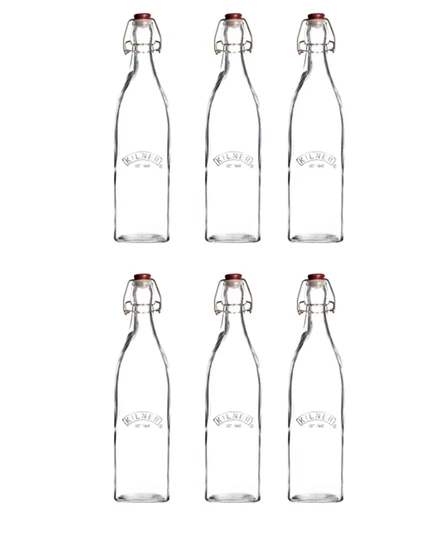 Набор стеклянных бутылок с зажимом Kilner, 6×500 мл, коричневые
