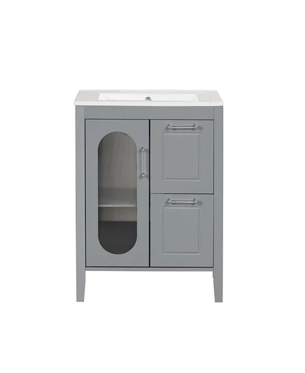 Туалетный столик для ванной комнаты Streamdale Furniture 24" с раковиной и выдвижными ящиками серый