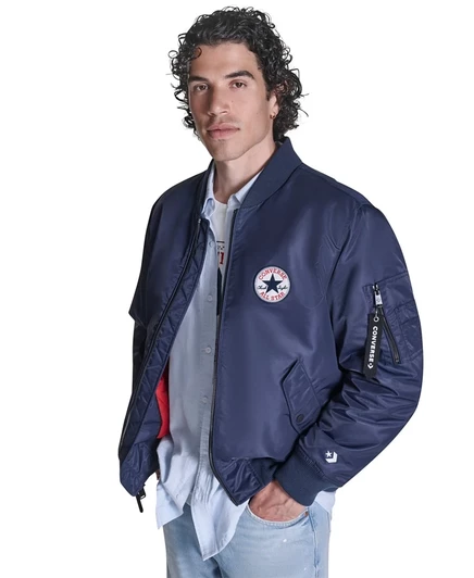 Мужская куртка-бомбер Converse Hooded Bib Varsity, синяя