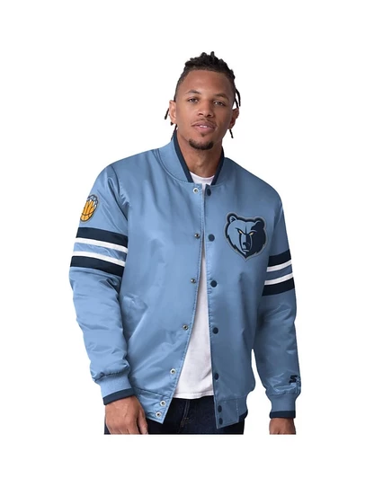 Мужская стартовая светло-голубая атласная куртка на молнии Memphis Grizzlies Scout Varsity