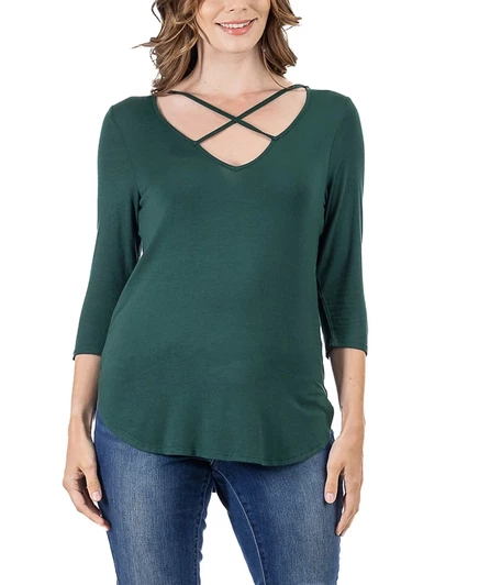 Женская туника 24seven Comfort Apparel с перекрестной лямкой, зеленая