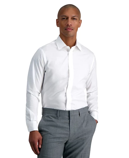 Мужская рубашка Haggar Premium Comfort облегающая, белая