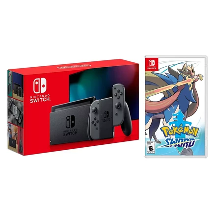  Переключите 32 ГБ серого цвета с пакетом Pokemon Sword Bundle black