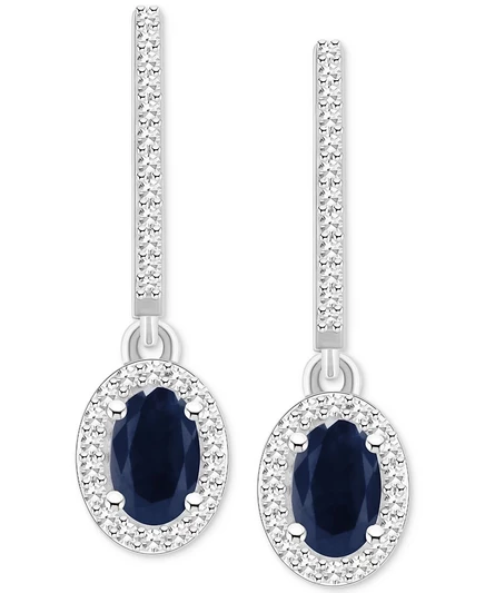 Женские серьги-подвески Macy's из серебра, сапфир