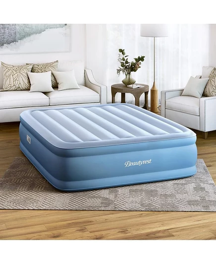 Приподнятый надувной матрас Beautyrest Sensarest 18" со встроенным насосом, серо-голубой