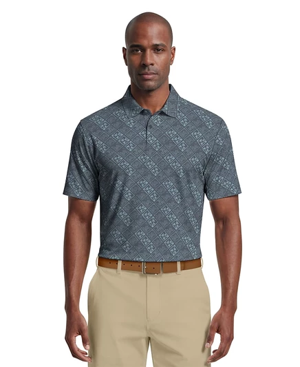 Мужская рубашка поло для гольфа с принтом Tropical Argyle от PGA TOUR синего цвета